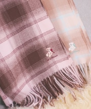 <BEARシリーズ>ベア刺繍チェックストール/マフラー