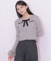 袖口フェイクファーニット
