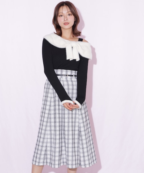 ロービングチェックフレアスカート