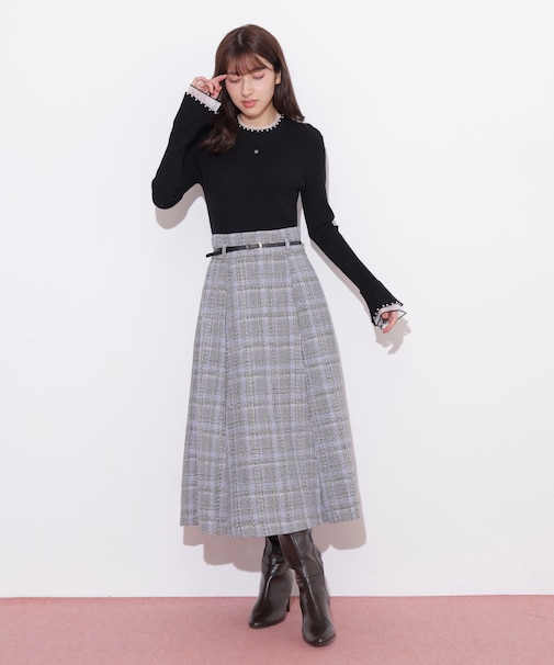 ロービングチェックフレアスカート