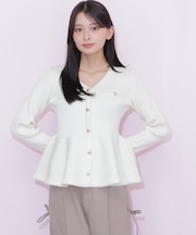 フェザートリムペプラムニット