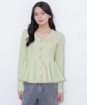 フェザートリムペプラムニット