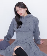 レースヘムスウェットミニワンピース