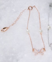 Cubic リボンパールブレスレット