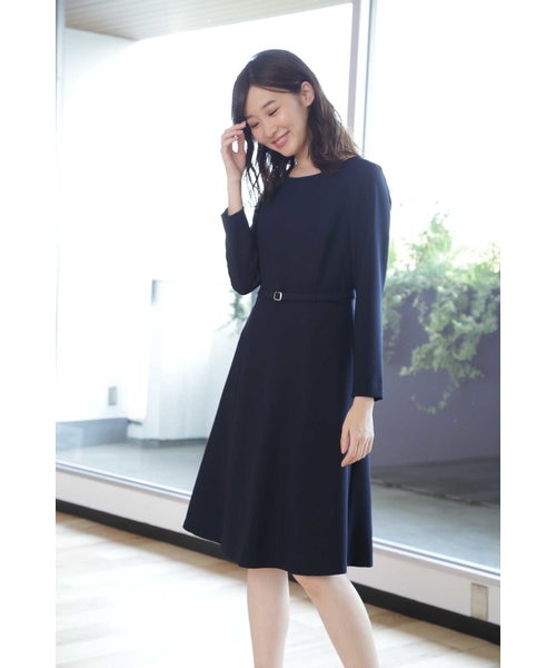 【23区】新品未使用タグ付 ウールジョーゼット フィットアンドフレア ワンピース セール】 ウールジョーゼット フィットアンドフレア ワンピース