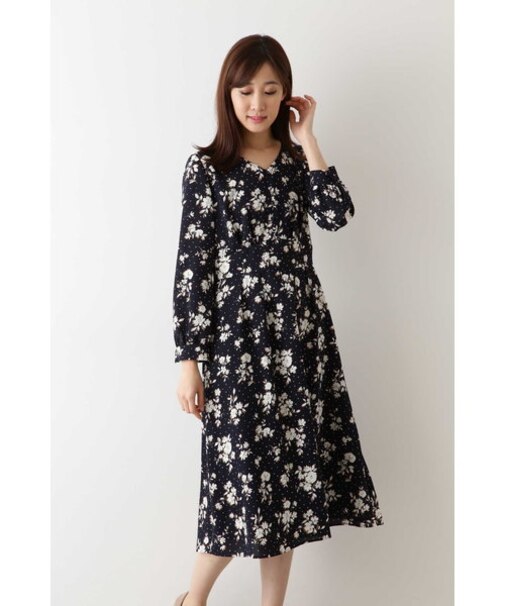 ｜steady. 3月号掲載｜[洗える]シャドーフラワープリントワンピース