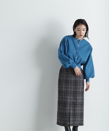 チェックロングタイトスカート