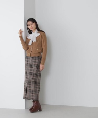 チェックロングタイトスカート