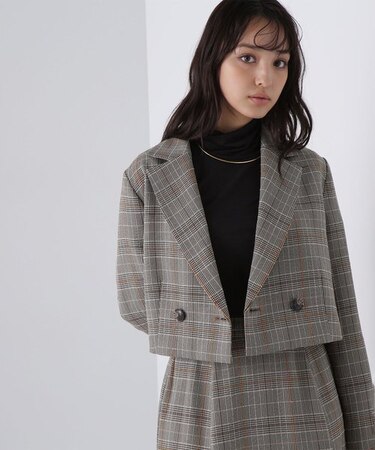 グレンチェック SETUP ショートジャケット