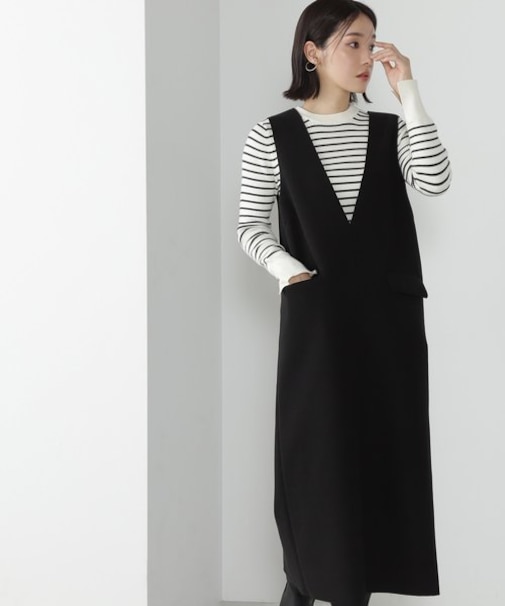 Vネックストレートジャンスカ