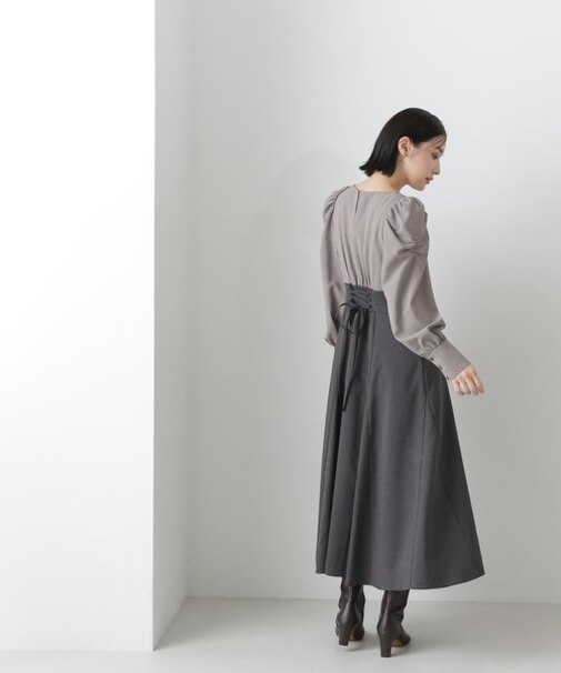 バックレースアップドッキングワンピース