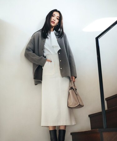 アウトポケットツイードナロースカート　24SS