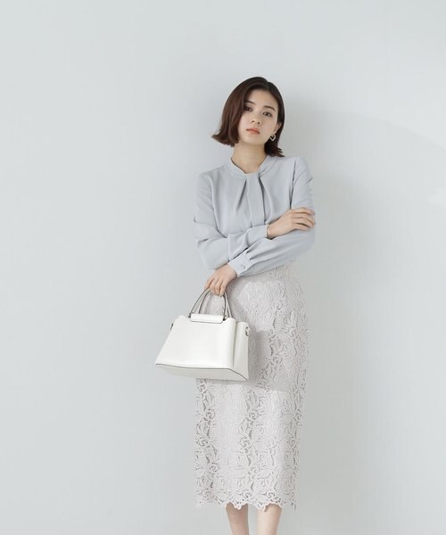 新品タグ付き　今季　ナチュラルビューティーベーシック フラワーリーフレースタイトスカート フラワーリーフレースタイトスカート 24SS｜ナチュラルビューティー