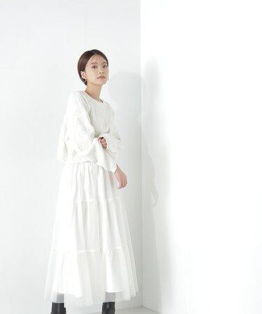 チュールティアードスカート