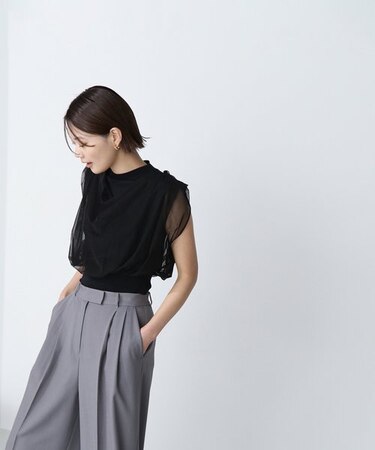 ドレープチュールドッキングニット