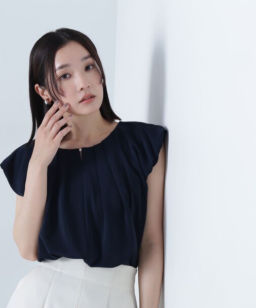パールポイントパフスリーブブラウス｜ナチュラルビューティー 
