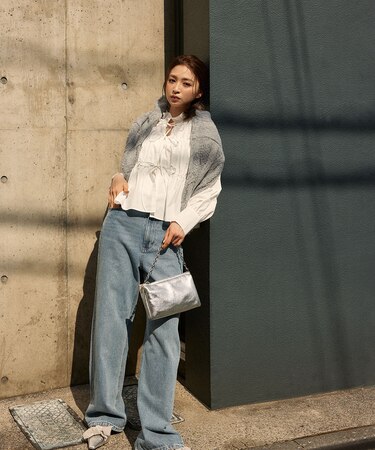 ワイドストレートデニムパンツ