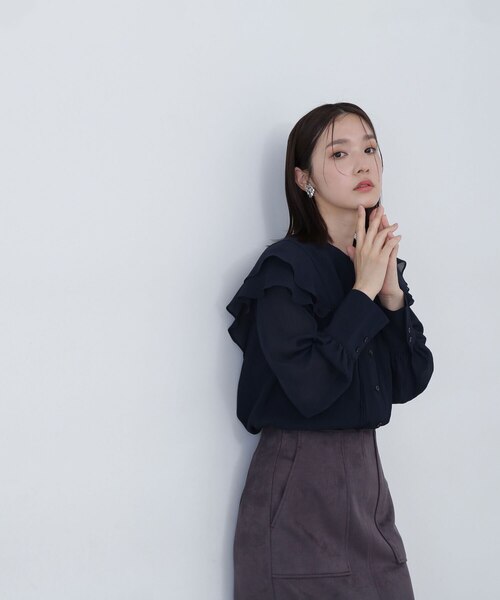 ピンタックフリル楊柳ブラウス｜ナチュラルビューティーベーシックの