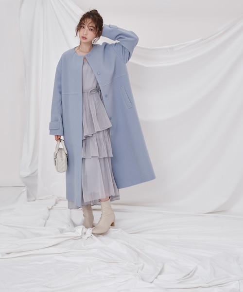 NATURAL BEAUTY BASIC フォルムノーカラーロングコート フォルムノーカラーロングコート｜ナチュラルビューティー