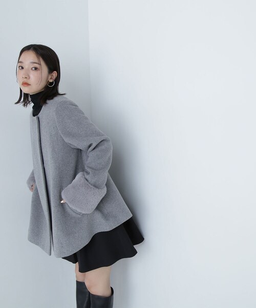 フェイクファースリーブハーフコート 24AW｜ナチュラルビューティー
