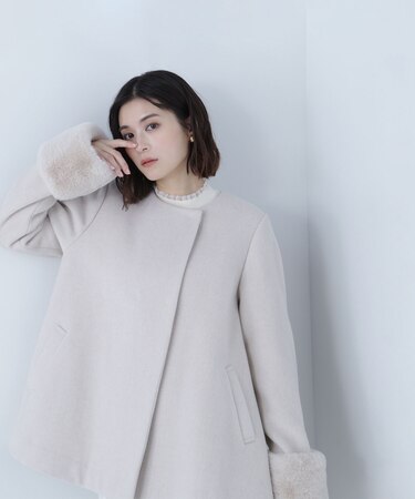 フェイクファースリーブハーフコート 24AW｜ナチュラルビューティー 