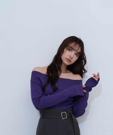 リブベーシックシリーズ ボートネックニット