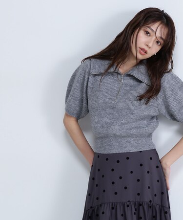 ハーフジップフォルムニット　24AW