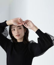 プリーツチュールスリーブニット　24AW
