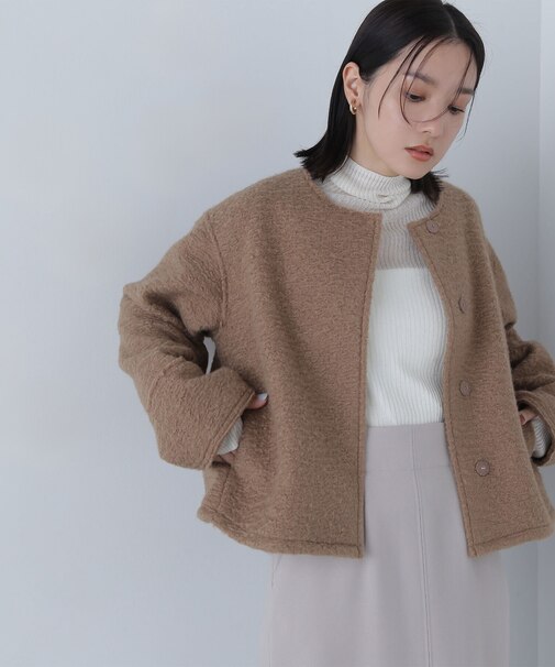 ノーカラーウェーブシャギーブルゾン　24AW