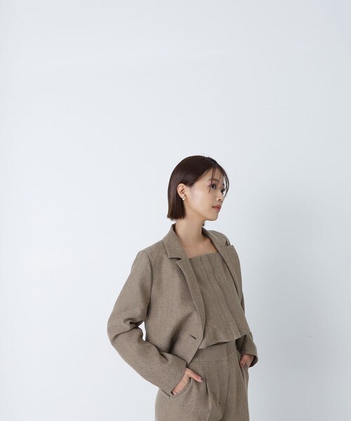 ツイーディーセットアップ＞ショートジャケット 24AW｜ナチュラル