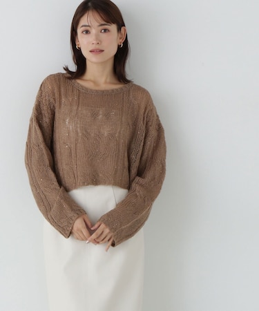 スパンコールケーブルシアーニット　24AW