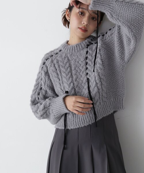 Knit/バックリボンケーブルニット ST/No.22224 main image 0