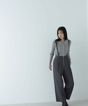 サス付フロントジップワイドパンツ