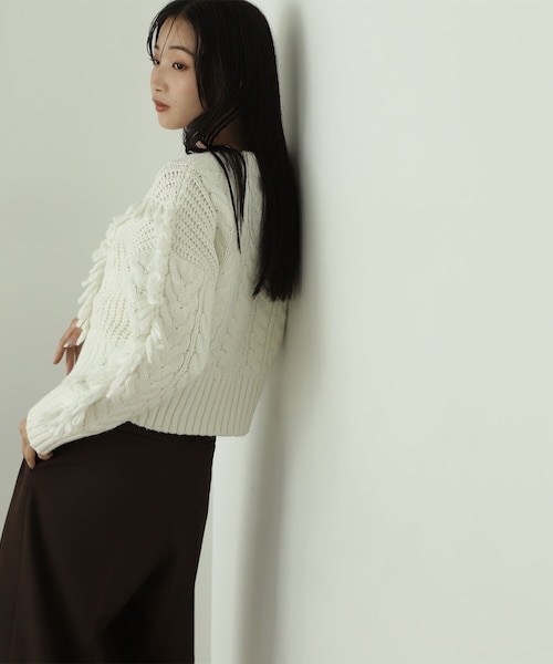 フリンジケーブルニット｜ナチュラルビューティーベーシックの通販