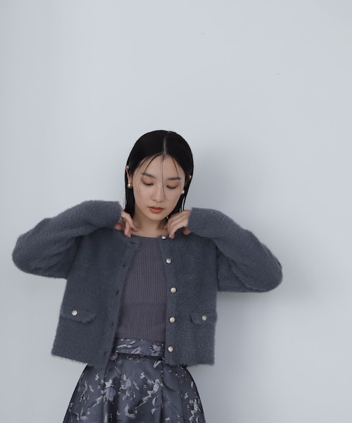 NATURAL BEAUTY BASIC シャギーアンサンブル NATURAL BEAUTY BASIC - シャギーアンサンブル 【美人百花掲載