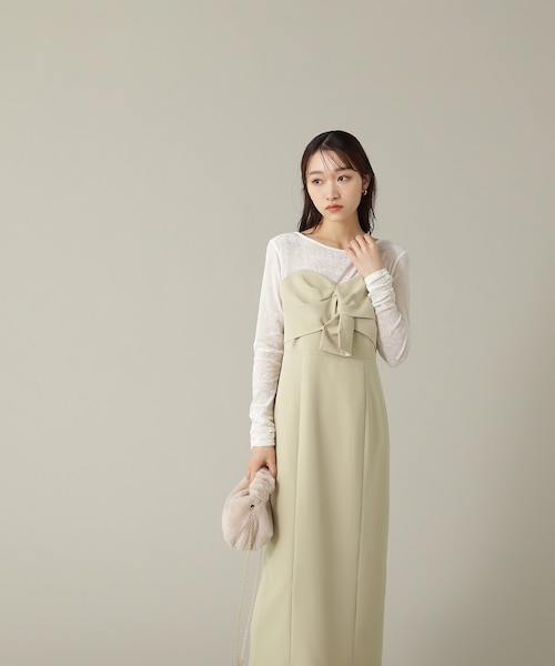 ベロアドッキングワンピース COCO DEAL - ﾆｯﾄ×ﾍﾞﾛｱﾄﾞｯｷﾝｸﾞﾜﾝﾋﾟｰｽ