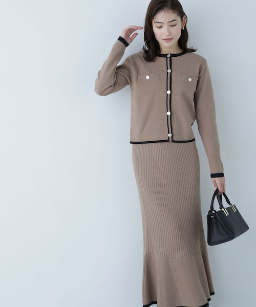 バイカラーニットジャケット＆スカート｜ナチュラルビューティー