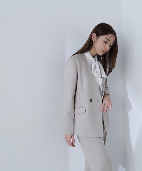 【現行品】【S】ナチュラルビューティーベーシックス ノーカラーセットアップ セットアップノーカラージャケット（ノーカラージャケット