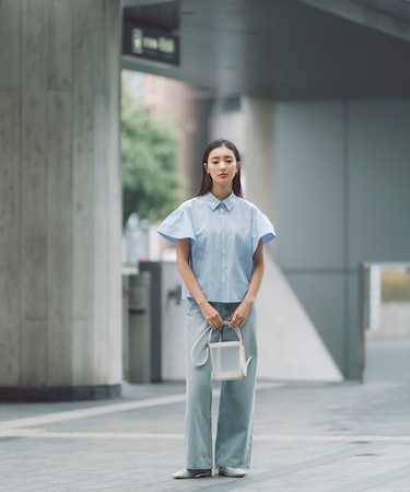 ワイドストレートデニムパンツ