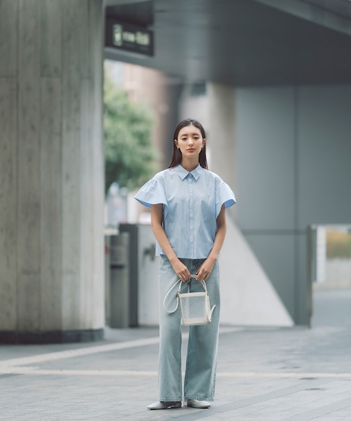 ワイドストレートデニムパンツ