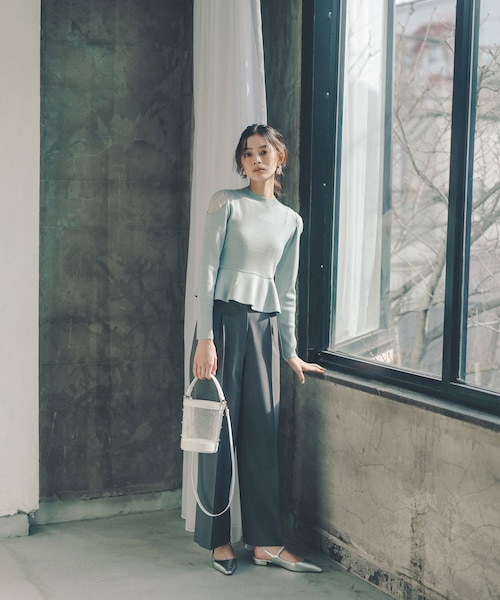 ナチュラルビューティーベーシック] カジュアルパンツ リネンライク