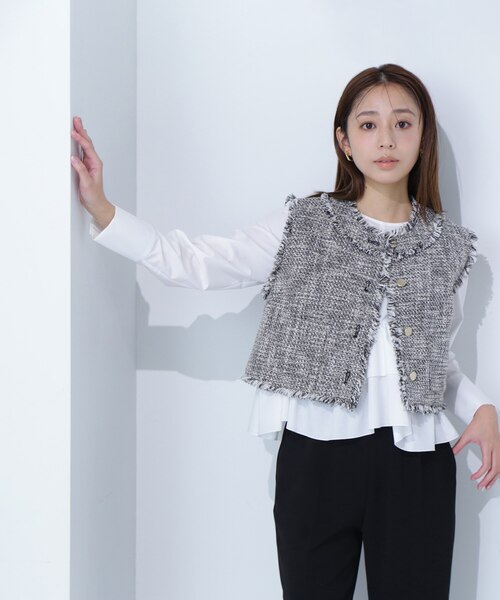 【BLUE LABEL】スプリングイタリーツイードジレ BLUE LABEL】スプリングイタリーツイードジレ BLUE LABEL