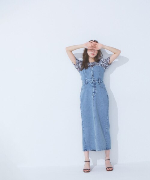 LEBEIGE.◆デニムラウンドネックワンピース◆ LE CERCLE par rope' ワンピース 「セットアップ対応」ステッチ