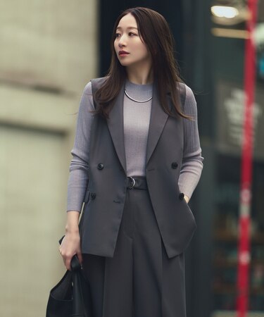 リラクシーツイルシリーズ ダブルブレストテーラードジレ