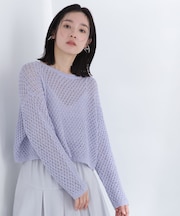 ラメメッシュニット