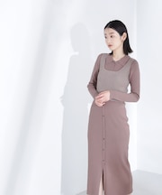 ラメビスチェ＆ポロニットワンピース