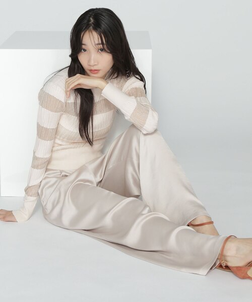 タックサテンパンツ｜ナチュラルビューティーベーシックの通販｜&mall