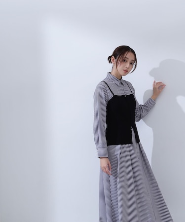 ビスチェレイヤードシャツワンピース
