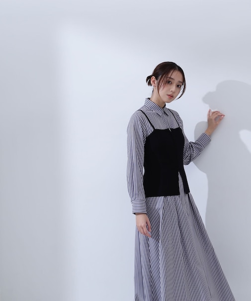 ビスチェレイヤードシャツワンピース