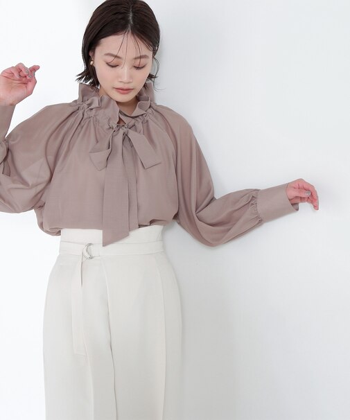 シアーボウタイブラウス